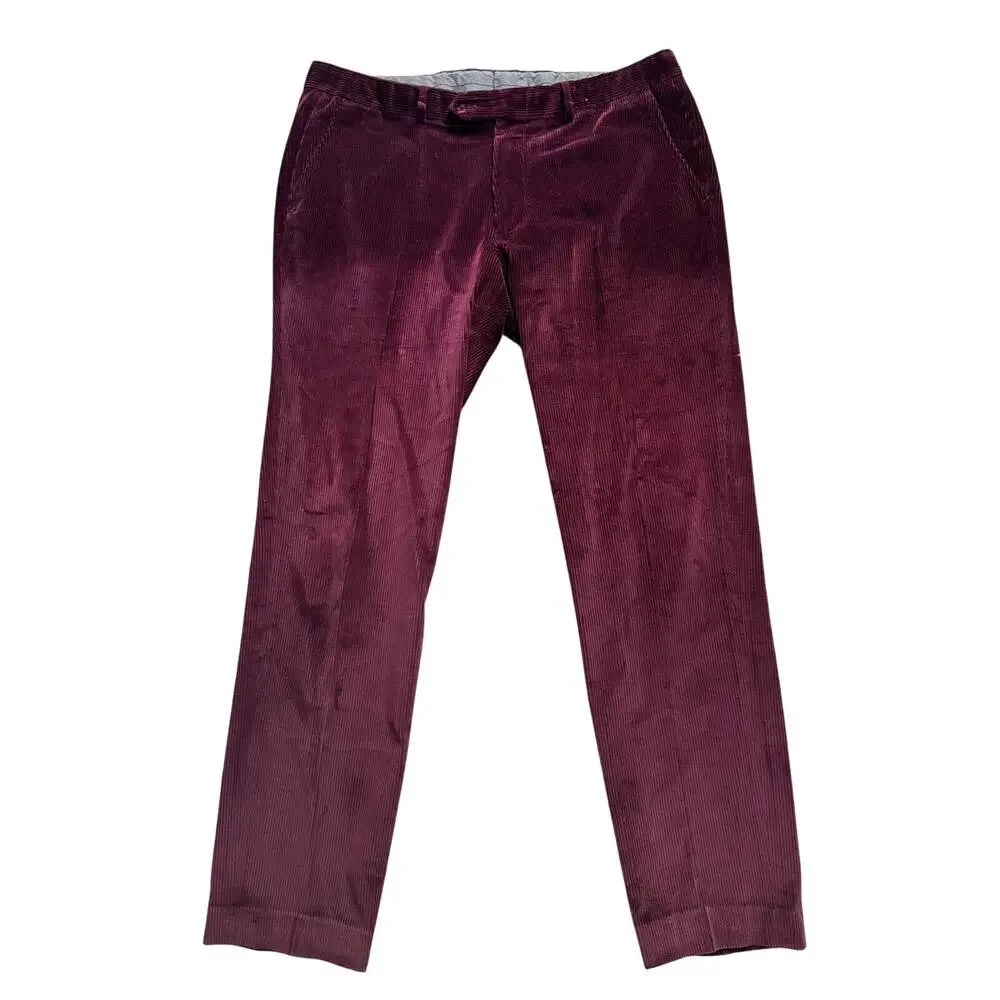 Todd Snyder Men's Burgundy Corduroy Pants Men’s 36x30 Sutton Fit Italy Fabric